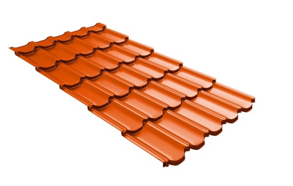 Металлочерепица квинта плюс с 3D резом 0,45 PE RAL 2004 оранжевый купить в Камышине