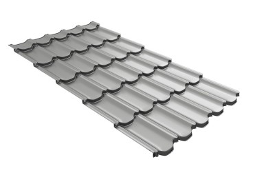 Металлочерепица квинта плюс с 3D резом 0,45 PE RAL 9006 бело-алюминиевый