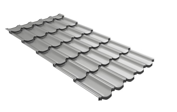 Металлочерепица квинта плюс с 3D резом 0,45 PE RAL 9006 бело-алюминиевый купить в Камышине