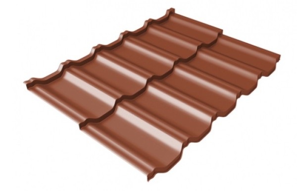Металлочерепица модульная Квинта Uno Grand Line c 3D резом 0,45 PE RAL 8004 терракота купить в Камышине