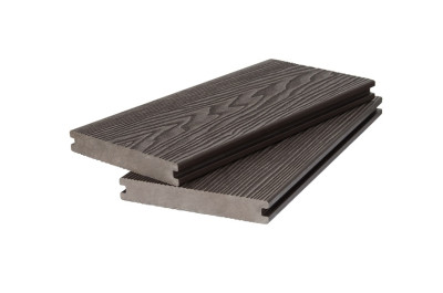 Доска террасная 3D фактура дерева POLIVAN GROUP двухсторонняя полнотелая SINGARAJA тёмно-коричневый