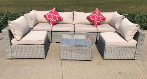 Диван-Трансформер AFINA модульный плетеный из иск. ротанга YR822BgB Grey/Beige купить в Камышине