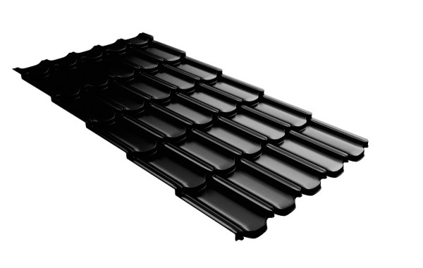 Металлочерепица квинта плюс с 3D резом 0,5 GreenСoat Pural Matt RR 33 черный (RAL 9005 черный) купить в Камышине