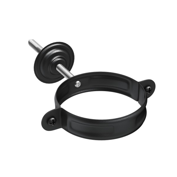 Водосток Aquasistem, система 125x90 - Комплект крепления трубы RAL 9005 Чёрный купить в Камышине